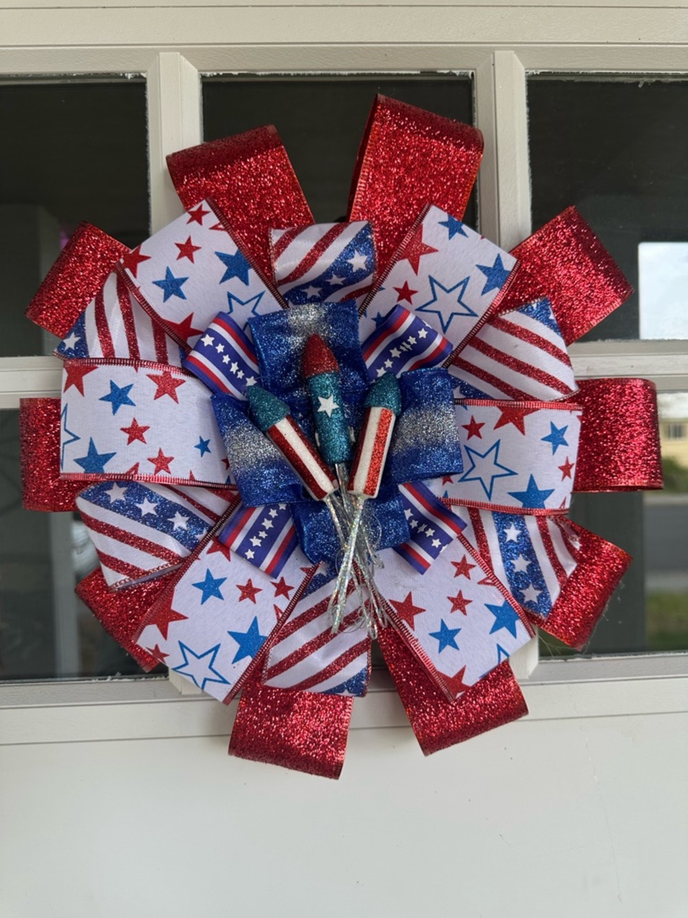 Fourth of July Holiday Bow Wreath- decorative door accent